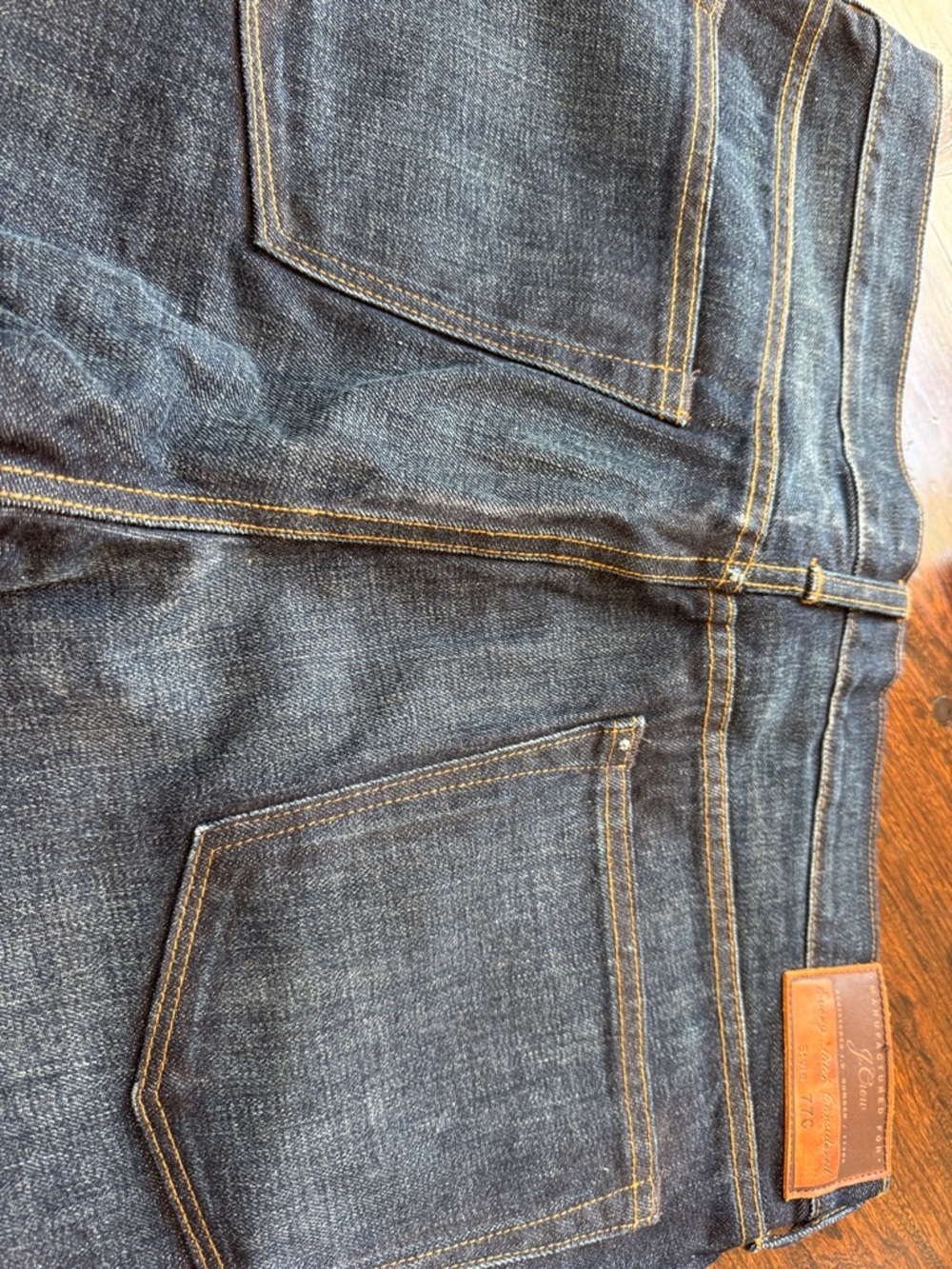 J. Crew Straight-Leg Dark Blue Denim Jeans,Model 770,Sleight Wisping